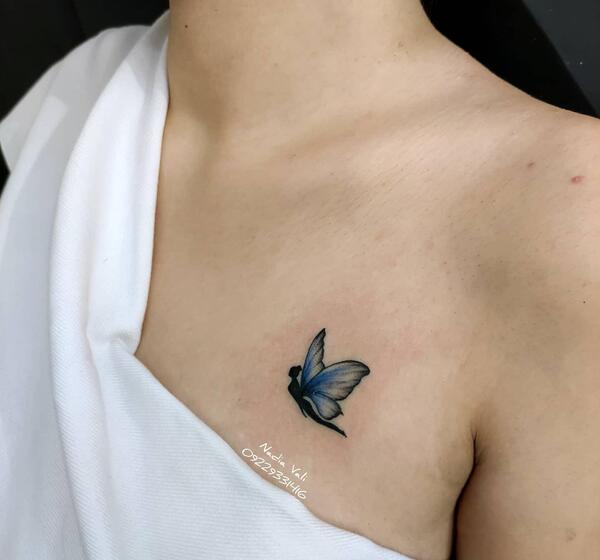 عکس تاتو بال فرشته روی ترقوه