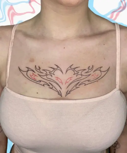 عکس تاتو بال فرشته روی ترقوه