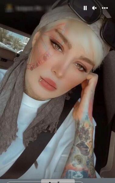 عکس تتو های صورت سحر قریشی