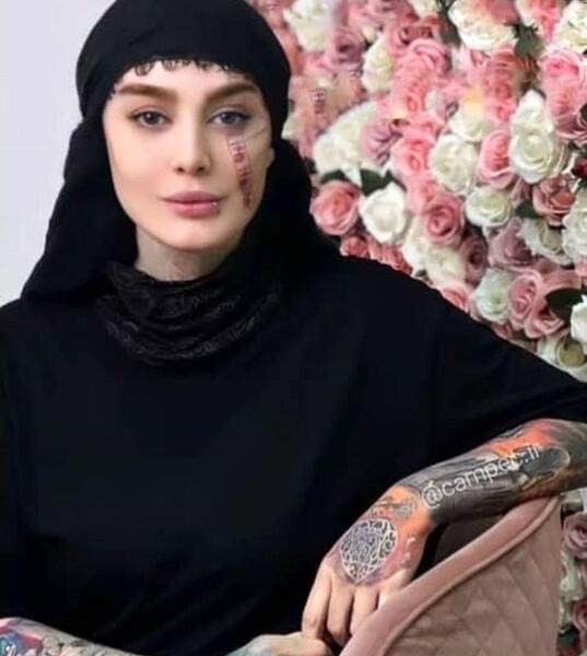 عکس تاتو صورت سحر قریشی