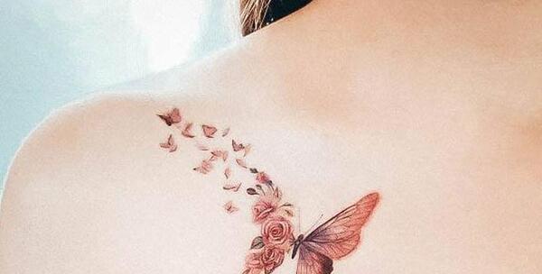 عکس تاتو پروانه روی ترقوه