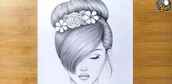عکس آموزش نقاشی دختر جذاب