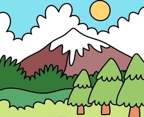 عکس نقاشی جنگل سرسبز برای کودکان