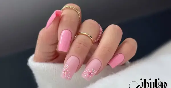 عکس ناخن ژلیش دخترانه صورتی
