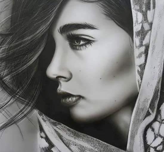 عکس نقاشی دختر چهره ساده