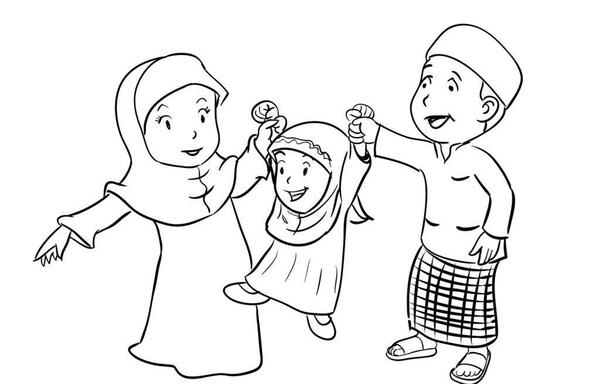 عکس نقاشی دختر چادری ساده کودکانه
