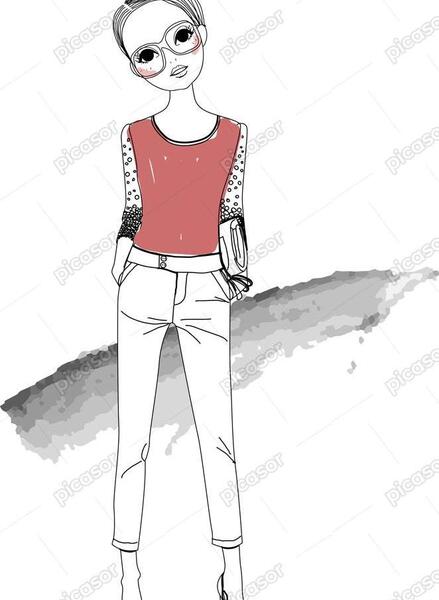 عکس نقاشی دختر مو چتری اسان