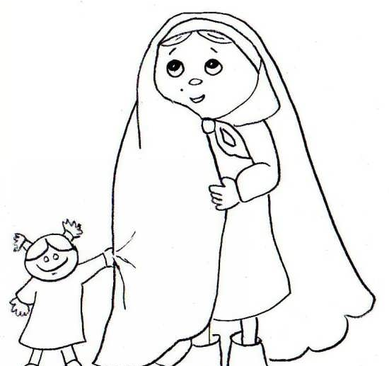 عکس نقاشی دختر حجاب دار کودکانه