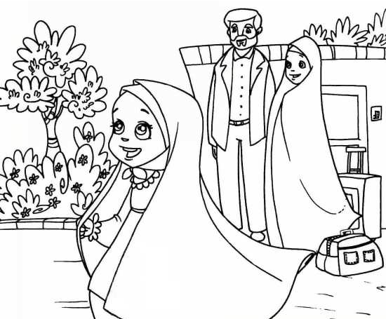 عکس نقاشی دختر حجابی ساده