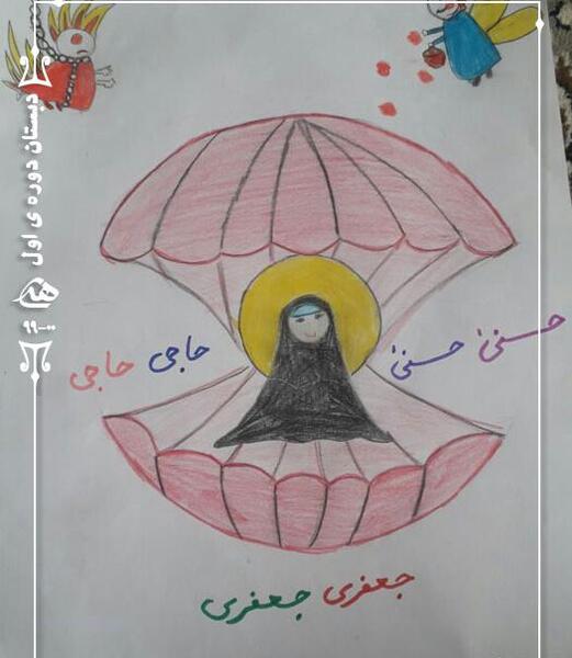 عکس نقاشی دختر حجابی آسان
