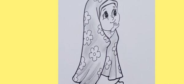 عکس نقاشی دختر حجابی زیبا