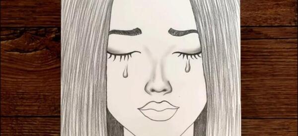 عکس نقاشی دختر خوشحال و ناراحت