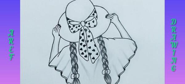 عکس نقاشی سیاه قلم دختر خوشحال