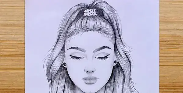عکس نقاشی دختر با موی خرگوشی