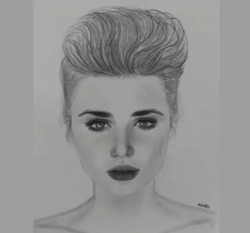عکس نقاشی دختر با موی خرگوشی