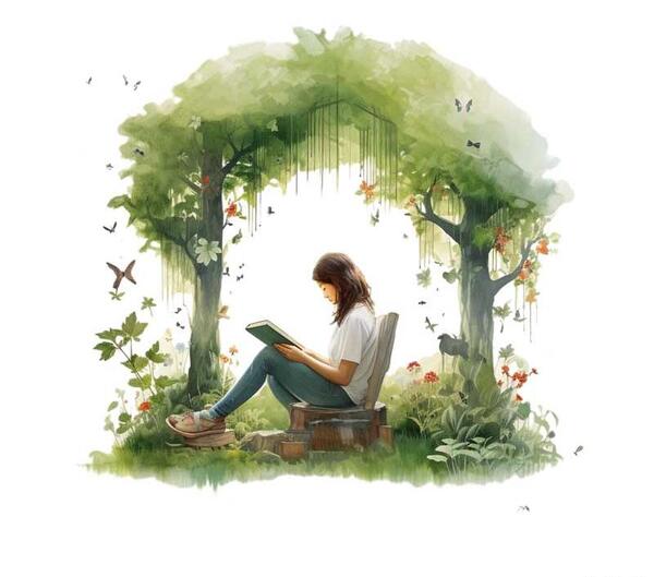 عکس نقاشی دختر در طبیعت فانتزی