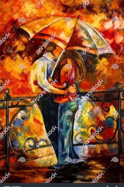 عکس نقاشی یک دختر در باران