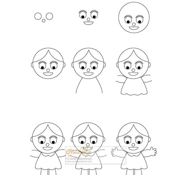 عکس نقاشی دختر دخترانه ساده