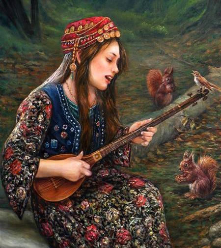 عکس نقاشی یک دختر روستایی