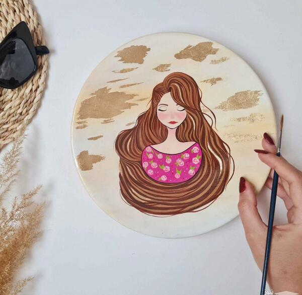 عکس نقاشی دختر برای روی سفال