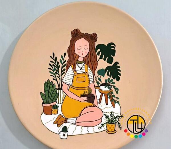 عکس نقاشی دختر برای روی سفال