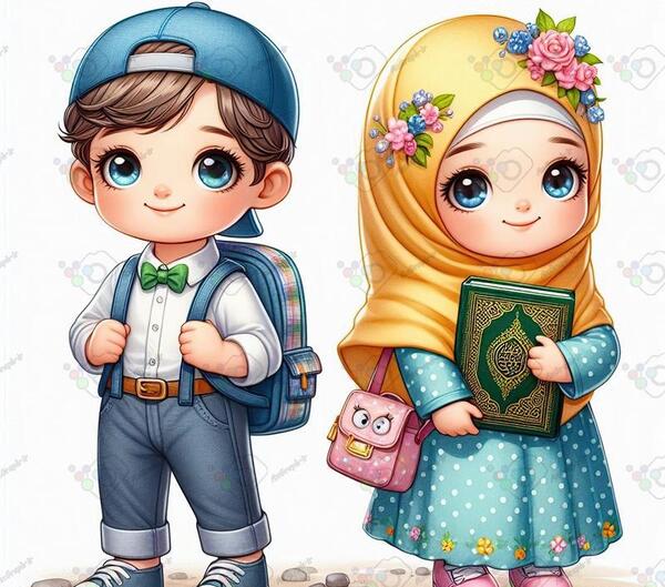 عکس دختر و پسر با حجاب کارتونی