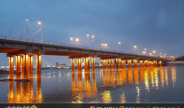 عکس پل اهواز در شب
