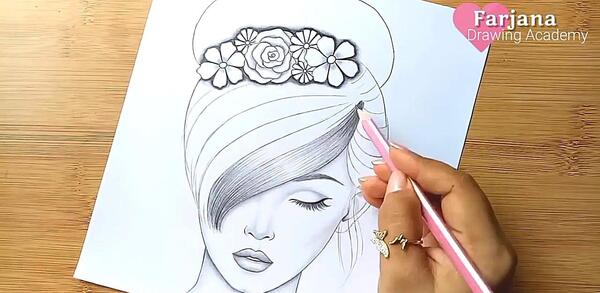 عکس نقاشی دختر سیاه قلم سخت