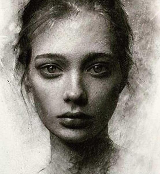 عکس نقاشی دختر سیاه قلم سخت