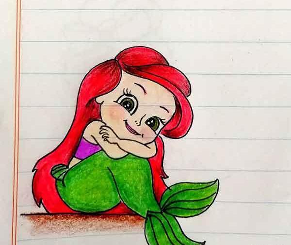 عکس نقاشی دختر شاد ساده