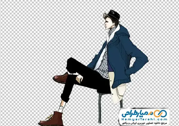 عکس نقاشی دختر نشسته روی صندلی کودکانه