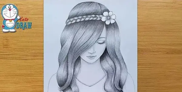 عکس نقاشی دختر زیبای طراحی
