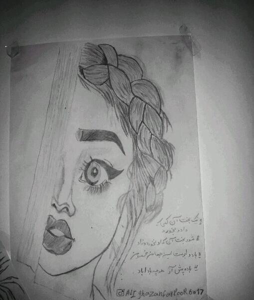 عکس نقاشی دختر زیبای طراحی
