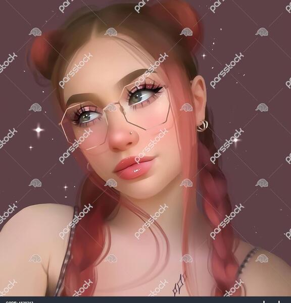 عکس نقاشی چهره دختر عینکی