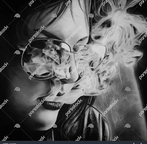 عکس نقاشی چهره دختر عینکی