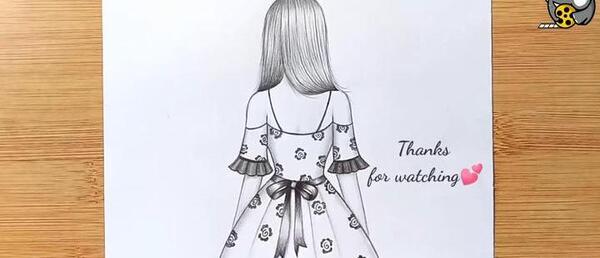 عکس نقاشی دختر عروس ساده