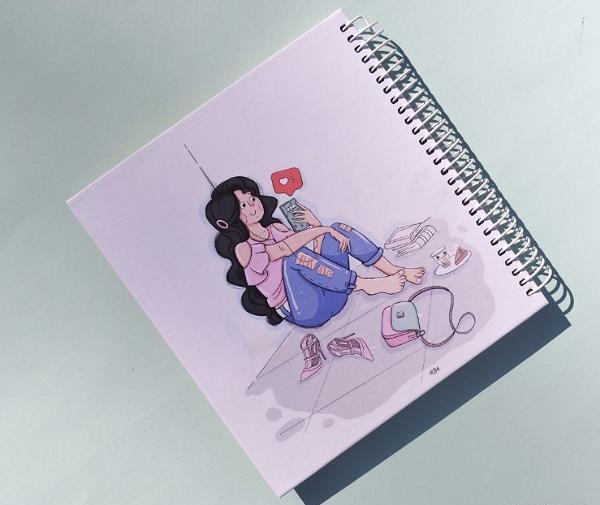 عکس نقاشی دختر عکاس فانتزی
