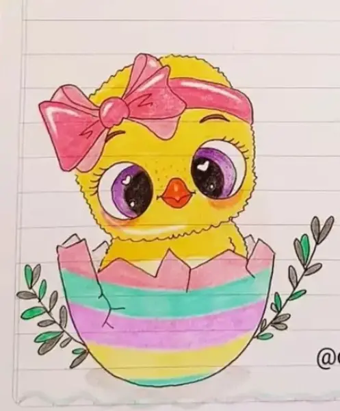 عکس نقاشی دختر کیوت فانتزی آسان