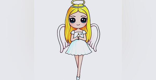 عکس نقاشی دختر فرشته ای
