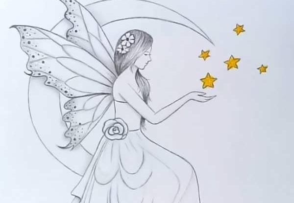 عکس نقاشی دختر فرشته ای