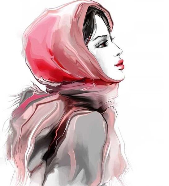 عکس نقاشی دختر قرمزی