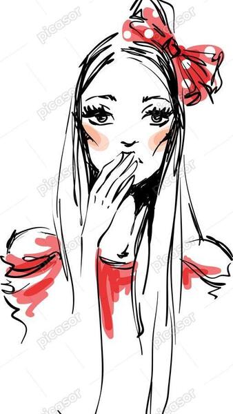 عکس نقاشی دختر قرمزی
