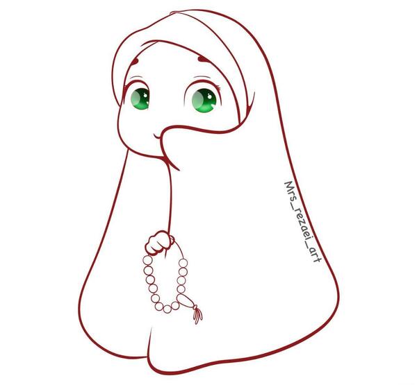 عکس نقاشی دختر کودکانه با حجاب