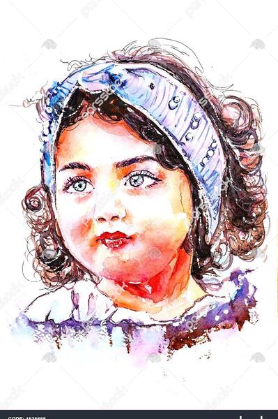 عکس نقاشی دختر کودکانه با روسری