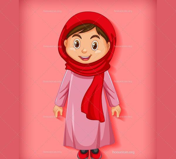 عکس نقاشی دختر کودکانه با روسری