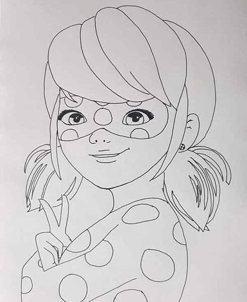 عکس نقاشی دختر کفشدوزکی ساده و راحت