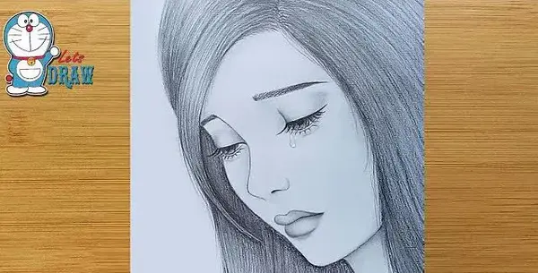 عکس نقاشی دختر گریان آسان