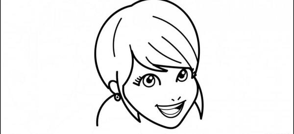 عکس نقاشی دختر کفشدوزکی و گربه سیاه برای رنگ آمیزی