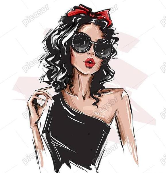 عکس نقاشی دختر لباس مجلسی