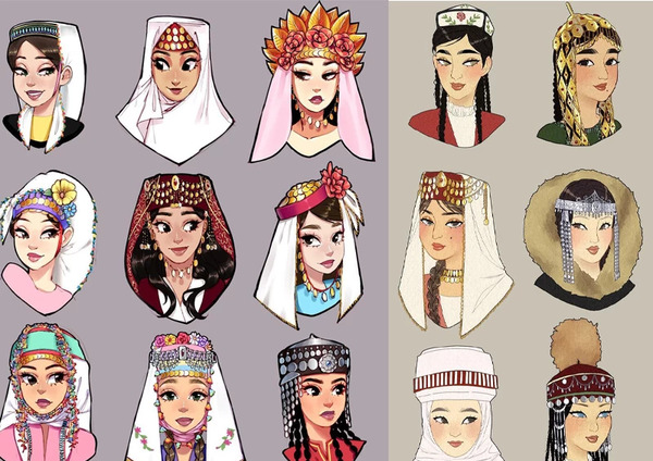 عکس نقاشی دختر لباس محلی